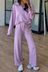 Half Zip Raglan Hoodie Thumbhole Wide Leg Pant Set